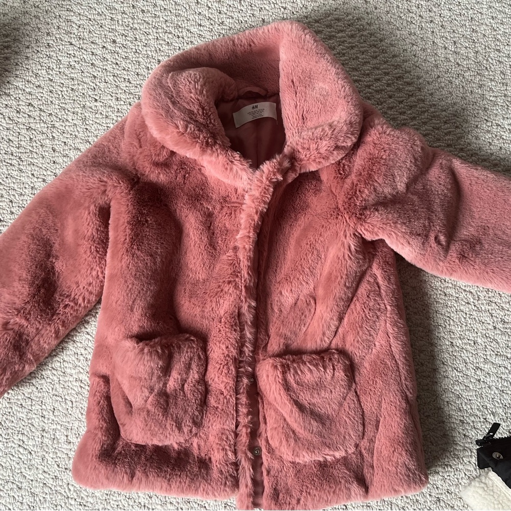 H&M Pink Faux Fur Kids Jacket 5T